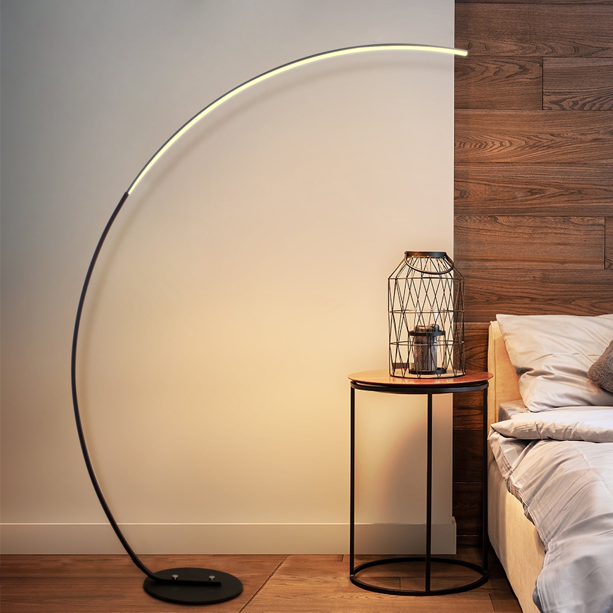 Lámpara de pie curva moderna RGBW – Iluminación LED decorativa con control remoto | Nueva versión 2025