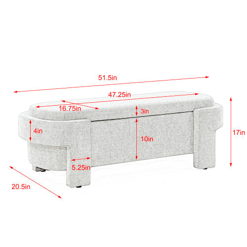 Banco tapizado de lino con gran espacio de almacenamiento para sala o dormitorio – Diseño moderno y elegante