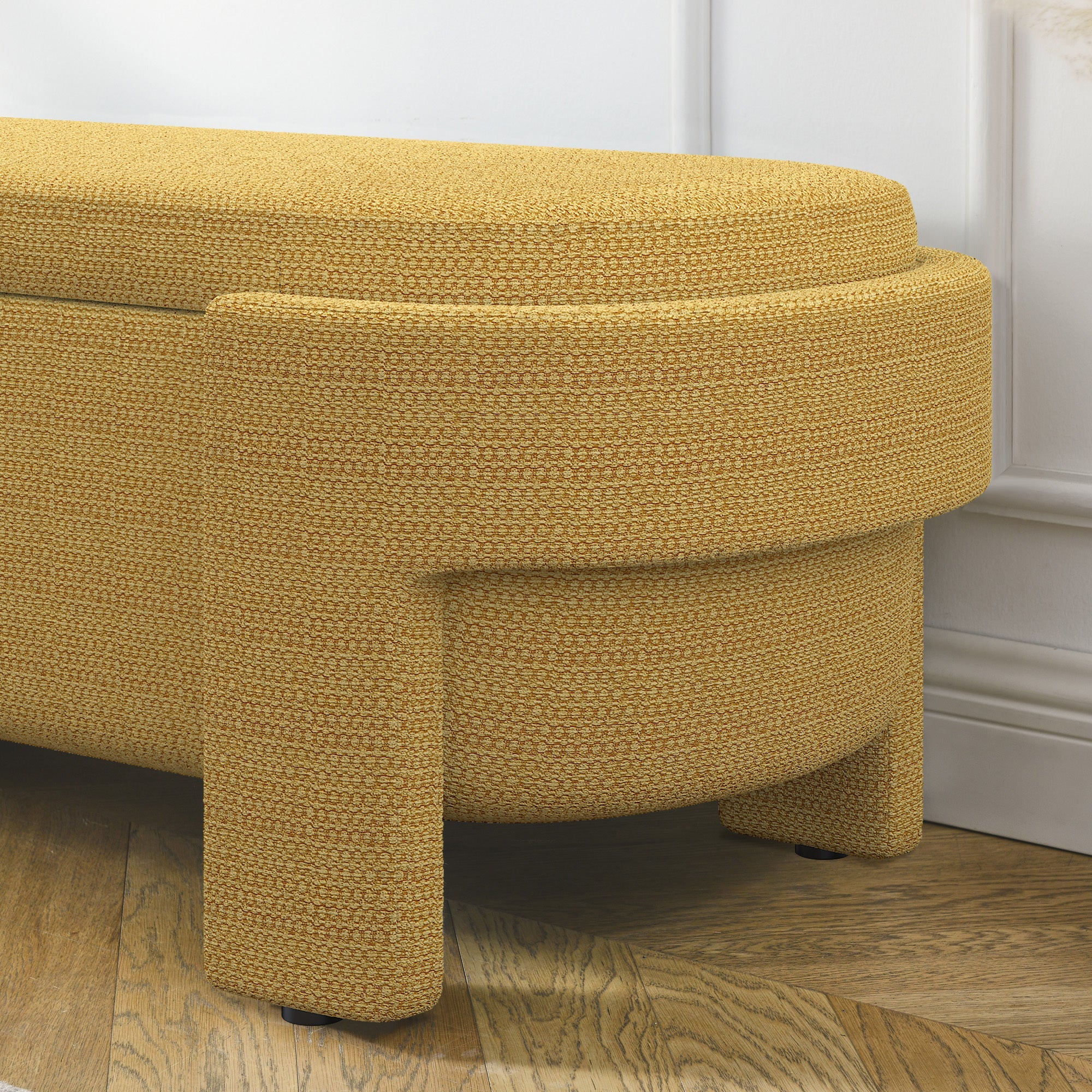 Banco tapizado de lino con gran espacio de almacenamiento para sala o dormitorio – Diseño moderno y elegante