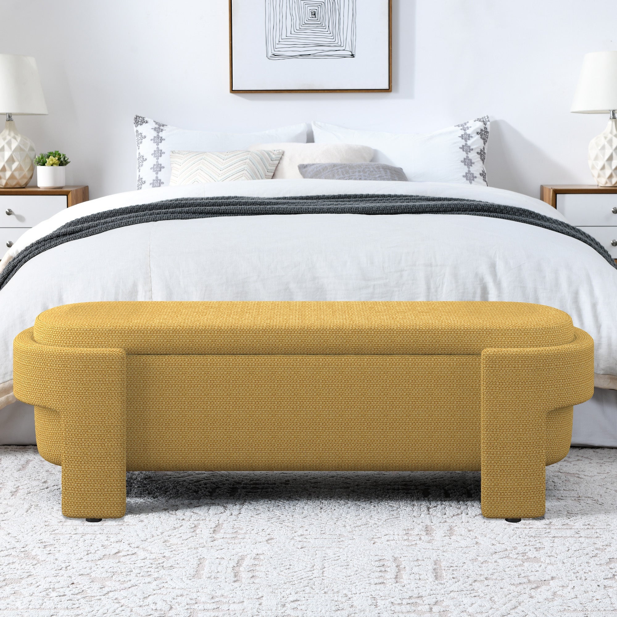 Banco tapizado de lino con gran espacio de almacenamiento para sala o dormitorio – Diseño moderno y elegante