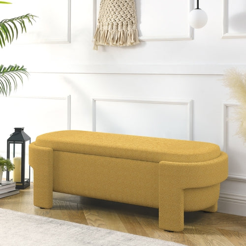 Banco tapizado de lino con gran espacio de almacenamiento para sala o dormitorio – Diseño moderno y elegante