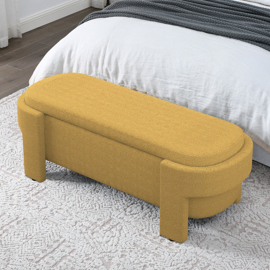 Banco tapizado de lino con gran espacio de almacenamiento para sala o dormitorio – Diseño moderno y elegante
